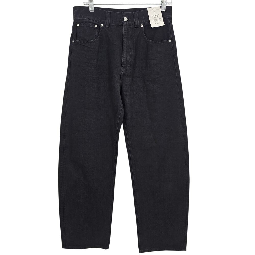 Madewell Womans size 28 The Balloon Denim Jeans Barrel Leg High Rise Black NEW